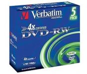  DVD-RW Verbatim 4.7Gb 4x Jewel case (5) (43285)