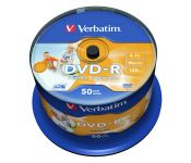 DVD-R  Verbatim 4.7Gb 16x AZO Wide Inkjet Printable    50 . CakeBox